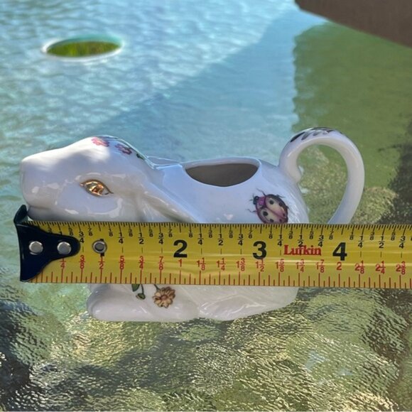 Grace's Teaware Porcelain Bunny Rabbit Creamer Flowers Ladybugs Gold Accents - Picture 12 of 14